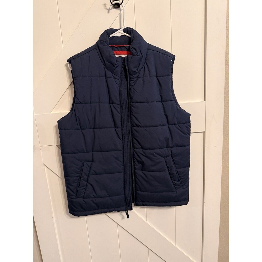 Amazon Essentials Men's Navy Blue Full-Zip Polar Fleece Vest, Medium